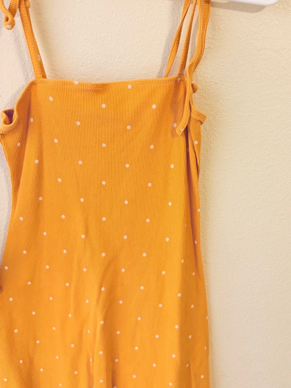 Forever 21 Mustard Yellow Polka Dot Tie-Strap Mini Dress